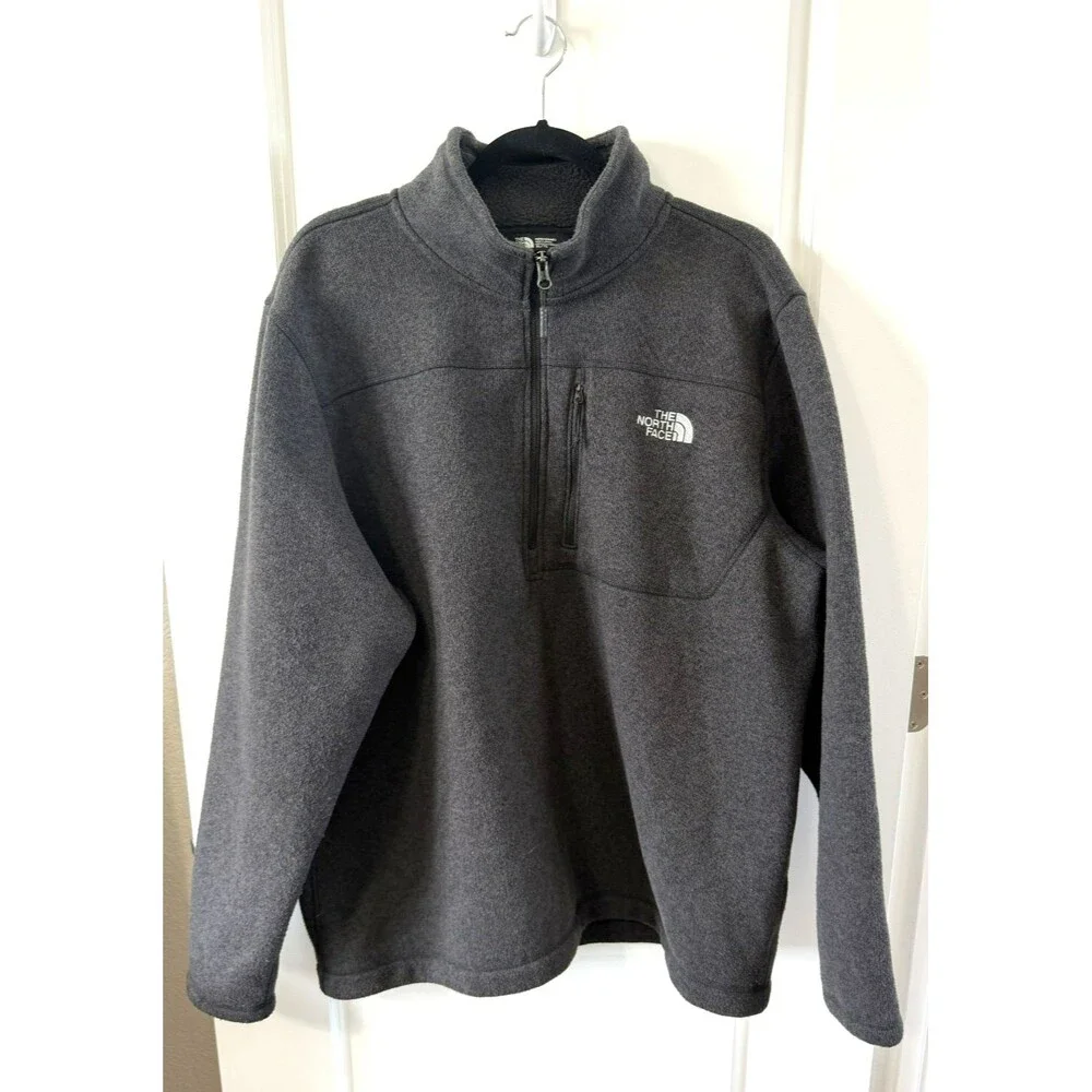 The North Face Mens Quarter Zip Fleece Pullover Gray XL